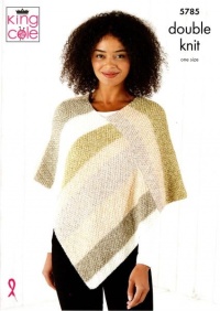 Knitting Pattern - King Cole 5785 - Harvest DK - Ladies Ponchos